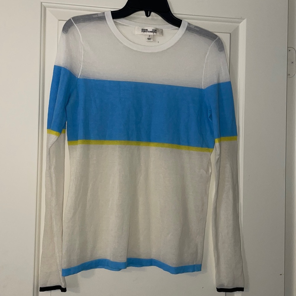 Diane Von Furstenberg color block light weight long sleeve top S